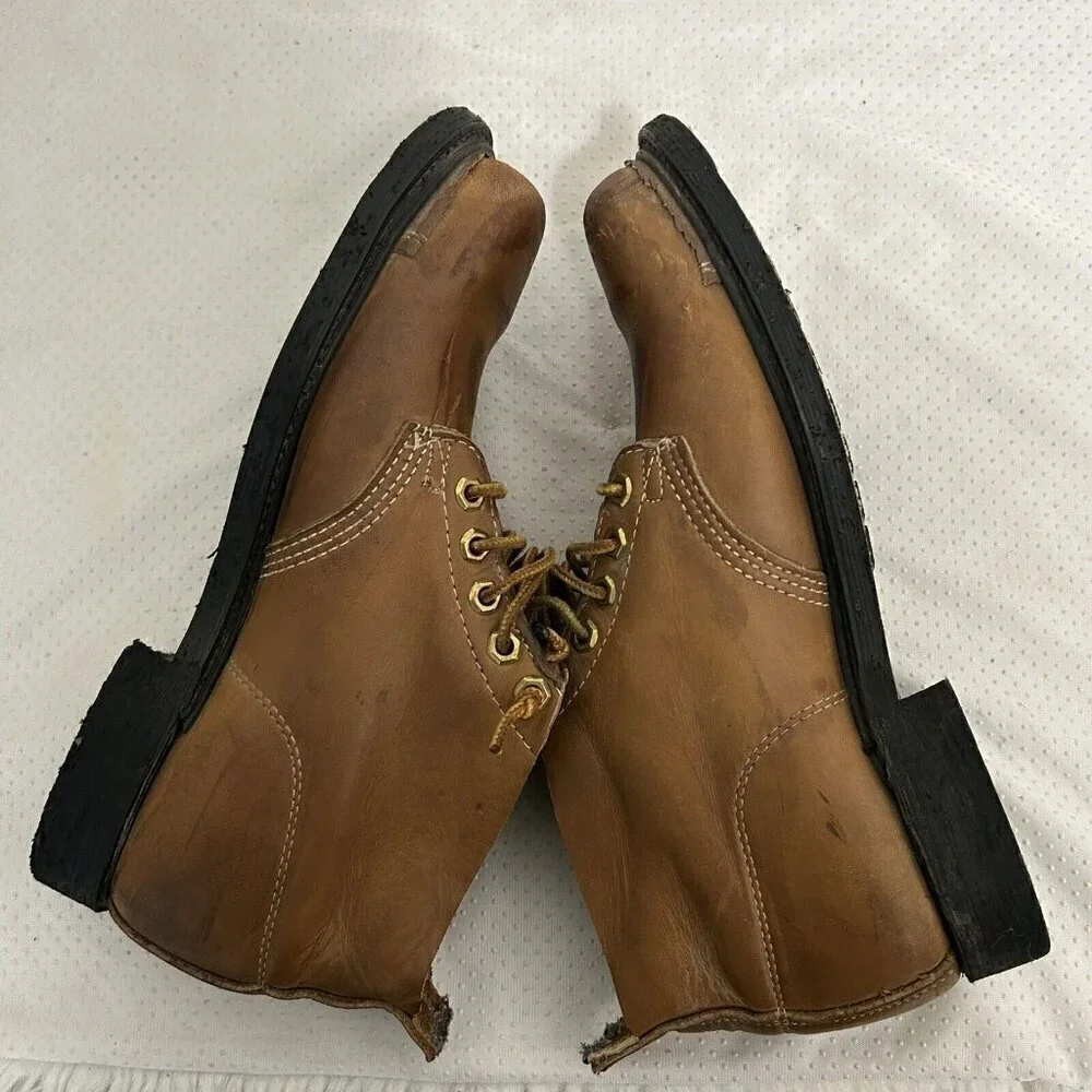 Vintage 90s Iron Age Men's Steel Toe Brown Lace Up Leather Chukka Work Boot Sz 8